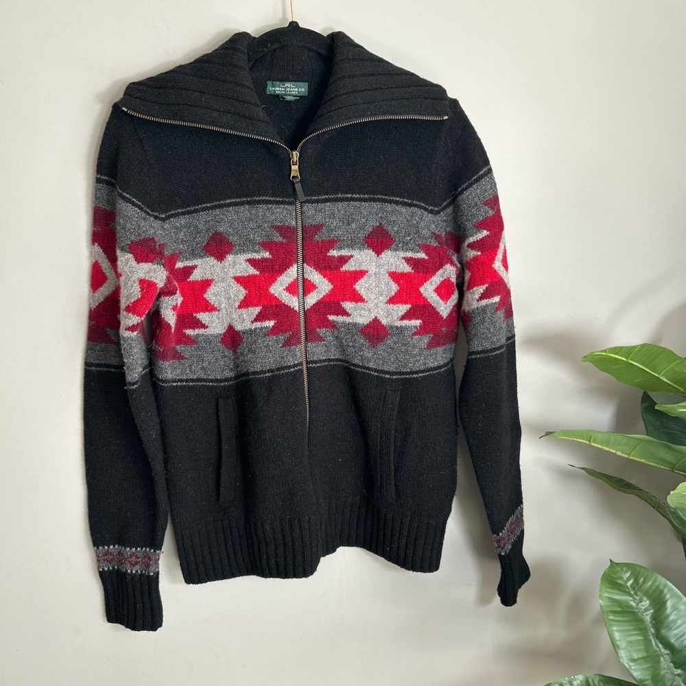 Lauren Ralph Lauren Lambswool Aztec Red and black Sweater
